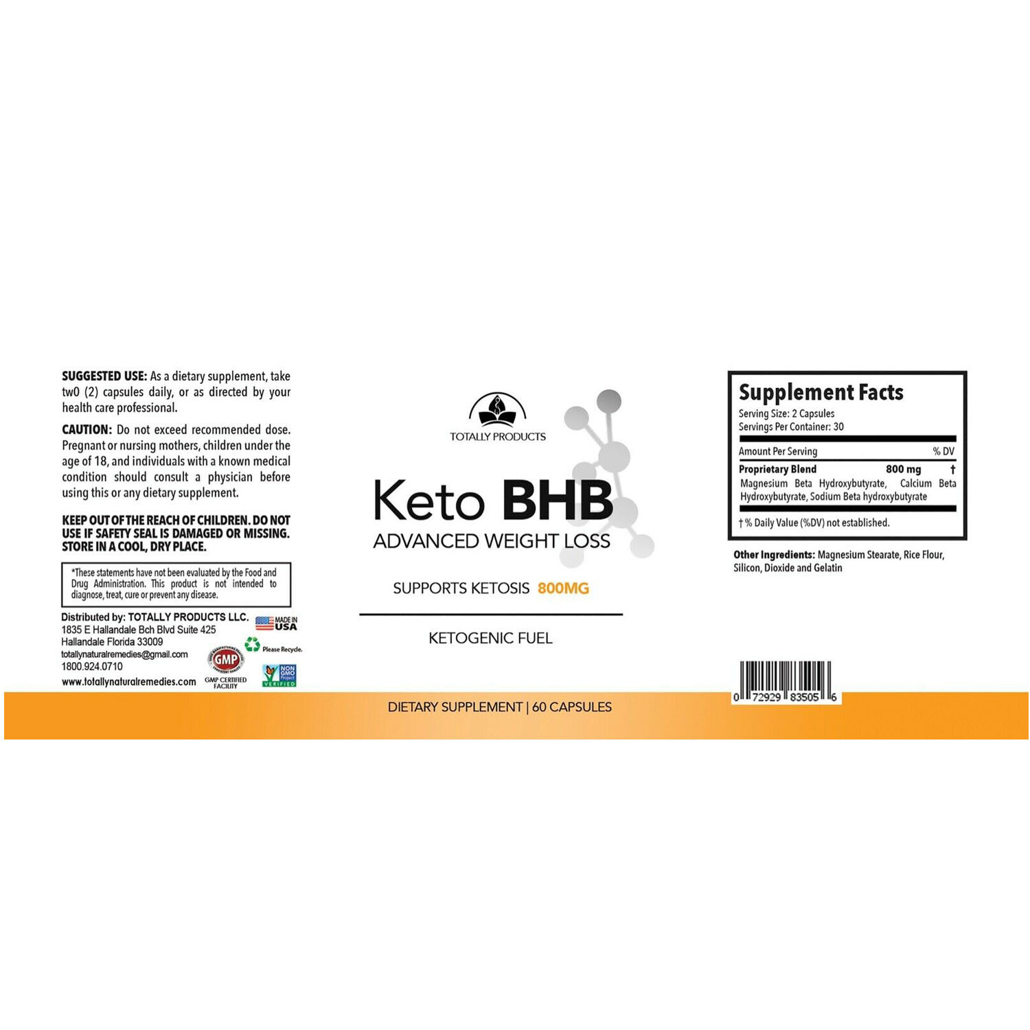 Lemon Lean Diet Maximum Potency Pure Keto BHB Weight Loss Pills Free Shipping
