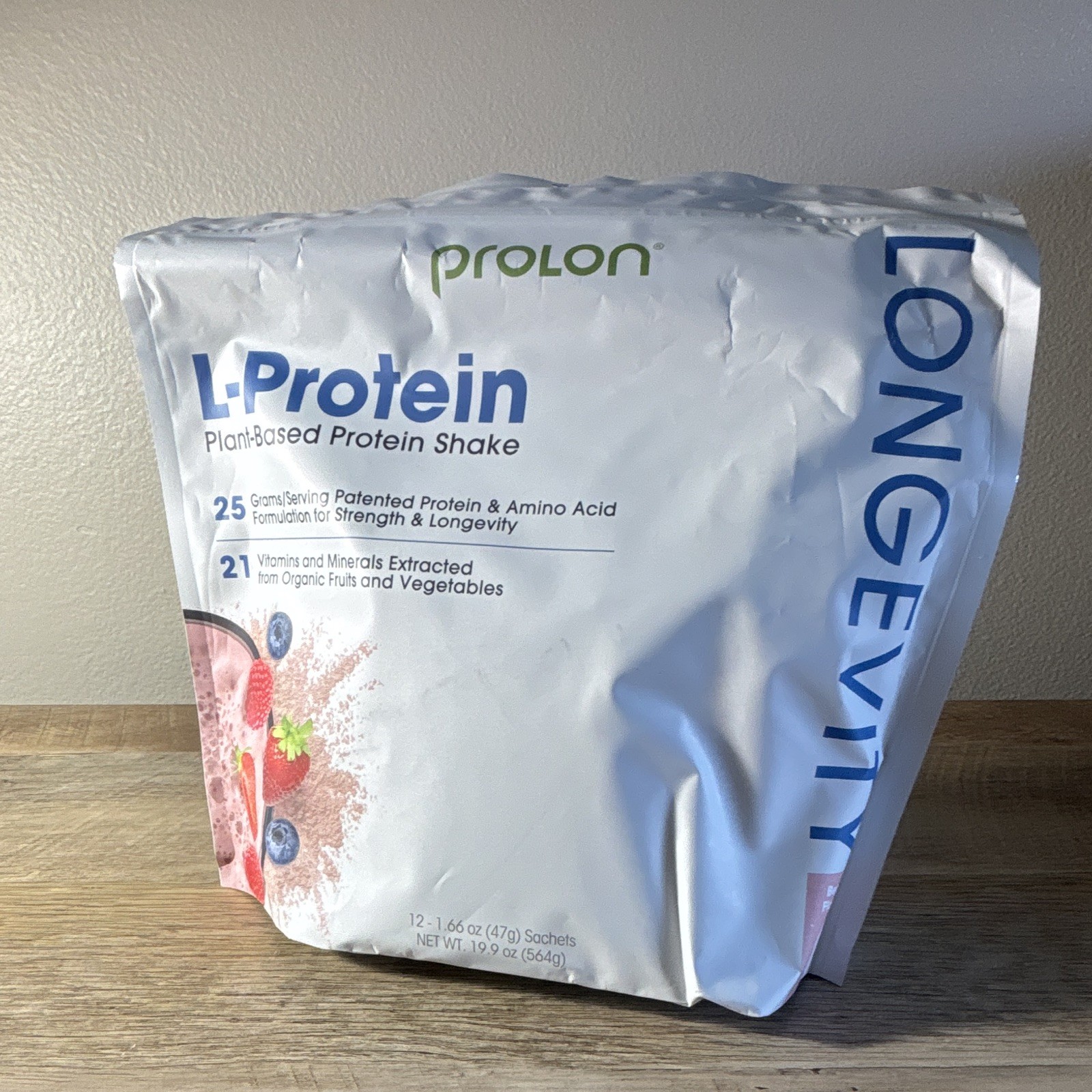 ProLon L-Protein Plant-Based Shake Vegan Non-GMO GF 12 Sachets 47g