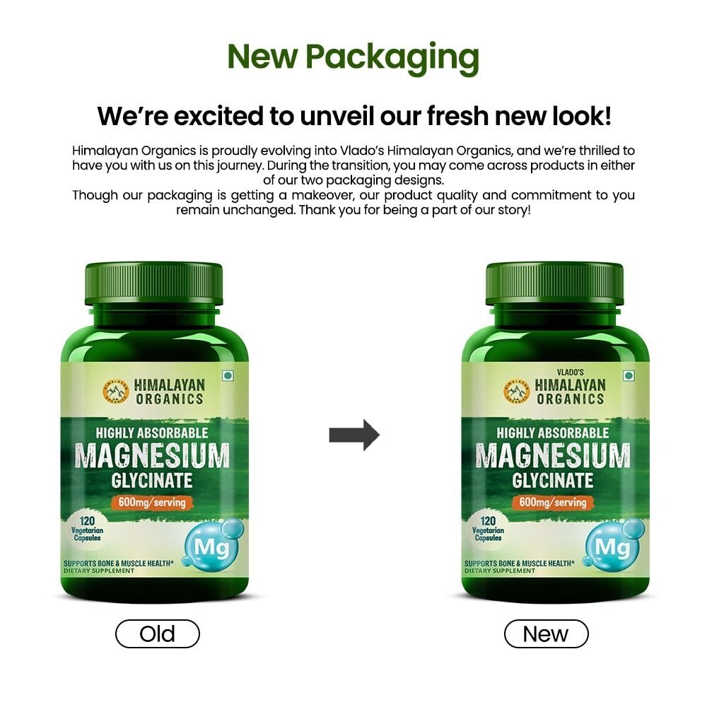 Himalaya Organics Highly Absorbable Magnesium Glycinate Support Overall 120 cap