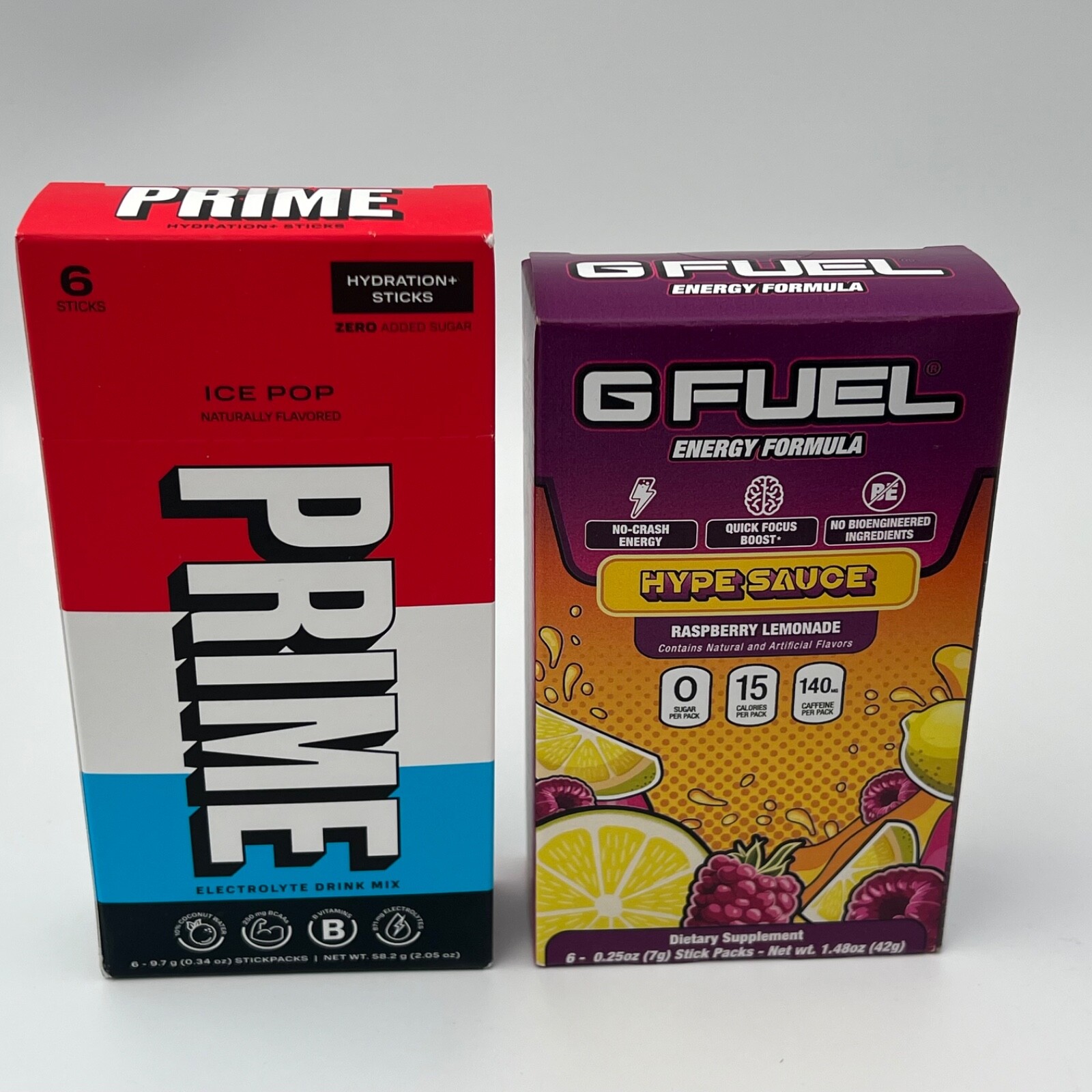 PRIME ICE POP + G FUEL HYPE SAUCE Hydration Sticks (12 sticks total)
