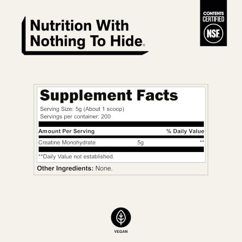 Creatine Monohydrate Powder 1000g 200 Servings Bulk Muscle
