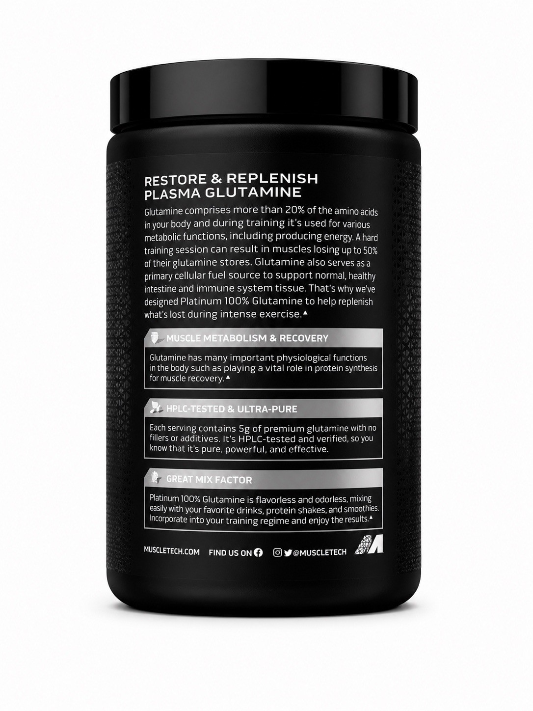MuscleTech Platinum 100% Glutamine Powder 300g 60 Servings EXP 11/2027 Sealed