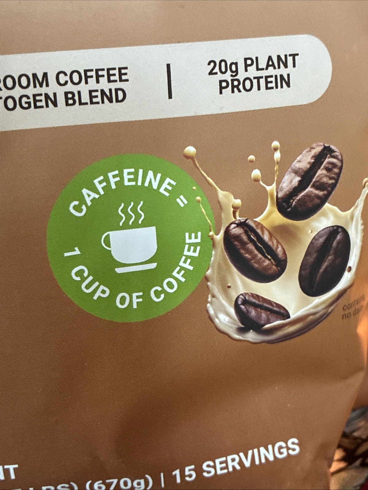 Vita Hustle ONE Superfood Protein Cafe Latte Caffeine Mix Powder Vegan 1.47 Lbs