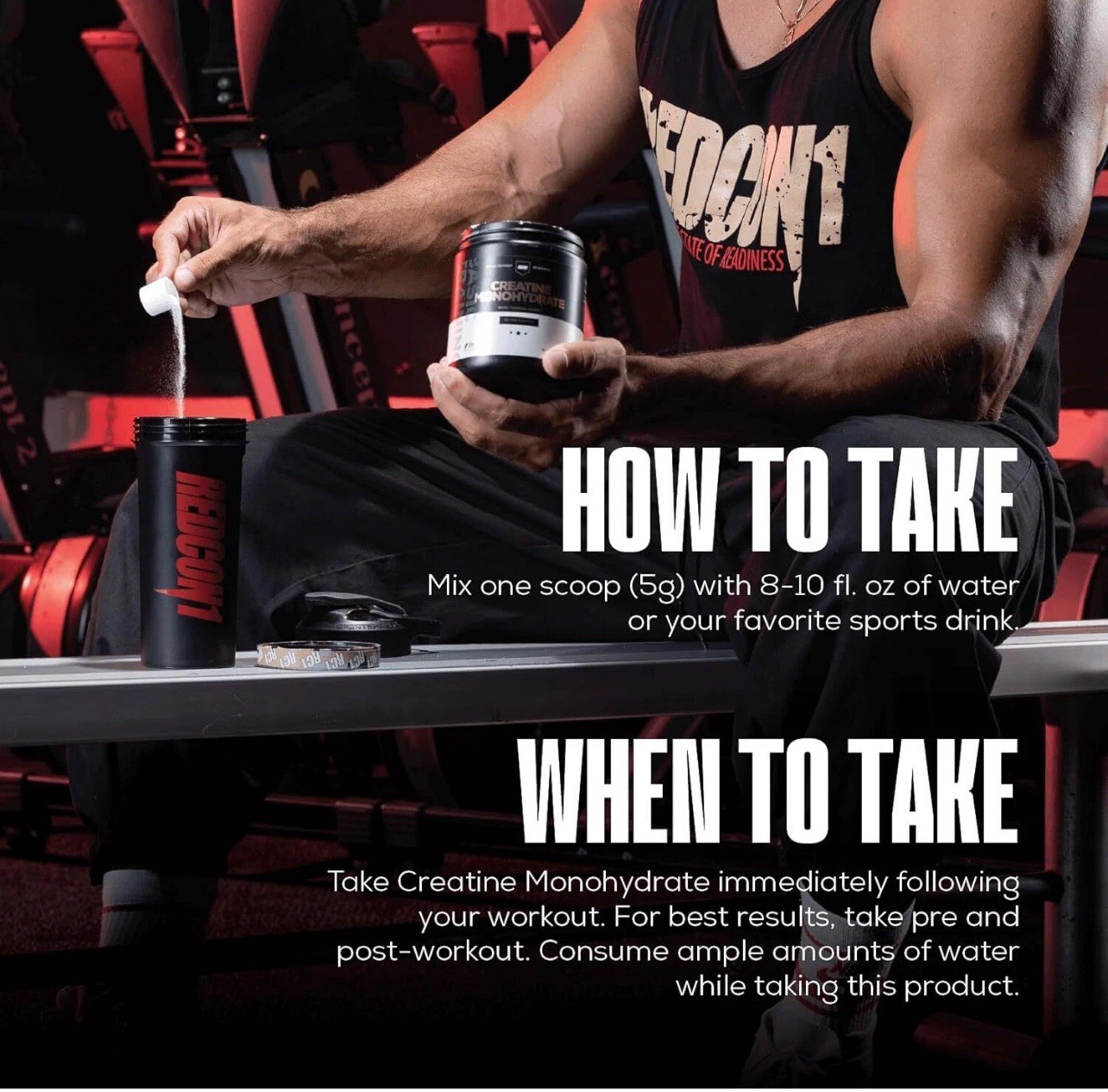 REDCON1 CREATINE MONOHYDRATE Muscle Recovery 60 Servings 5G Per Serving