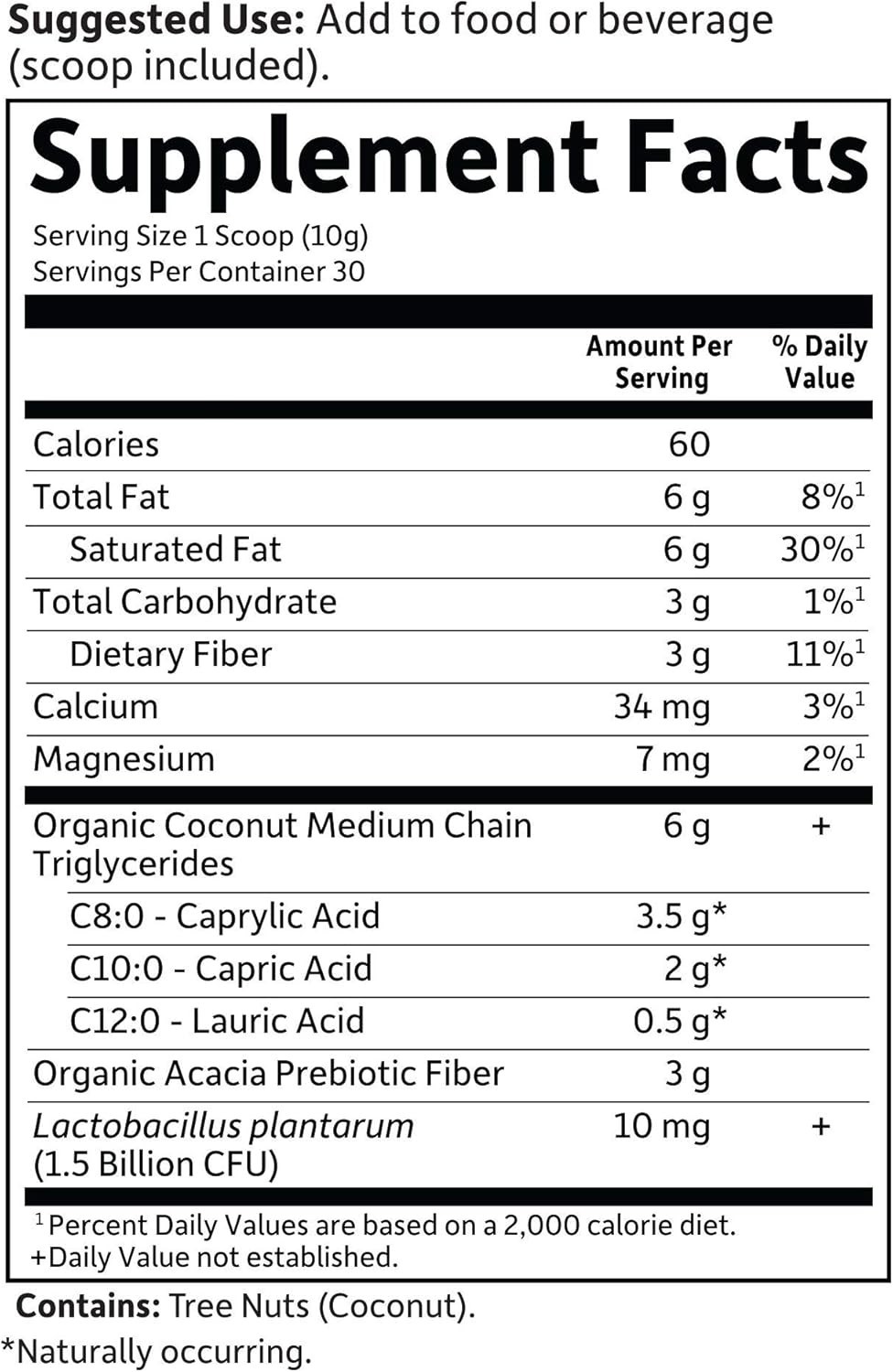Organic MCT Powder – 30 Servings with Probiotics & Fiber for Gut Health