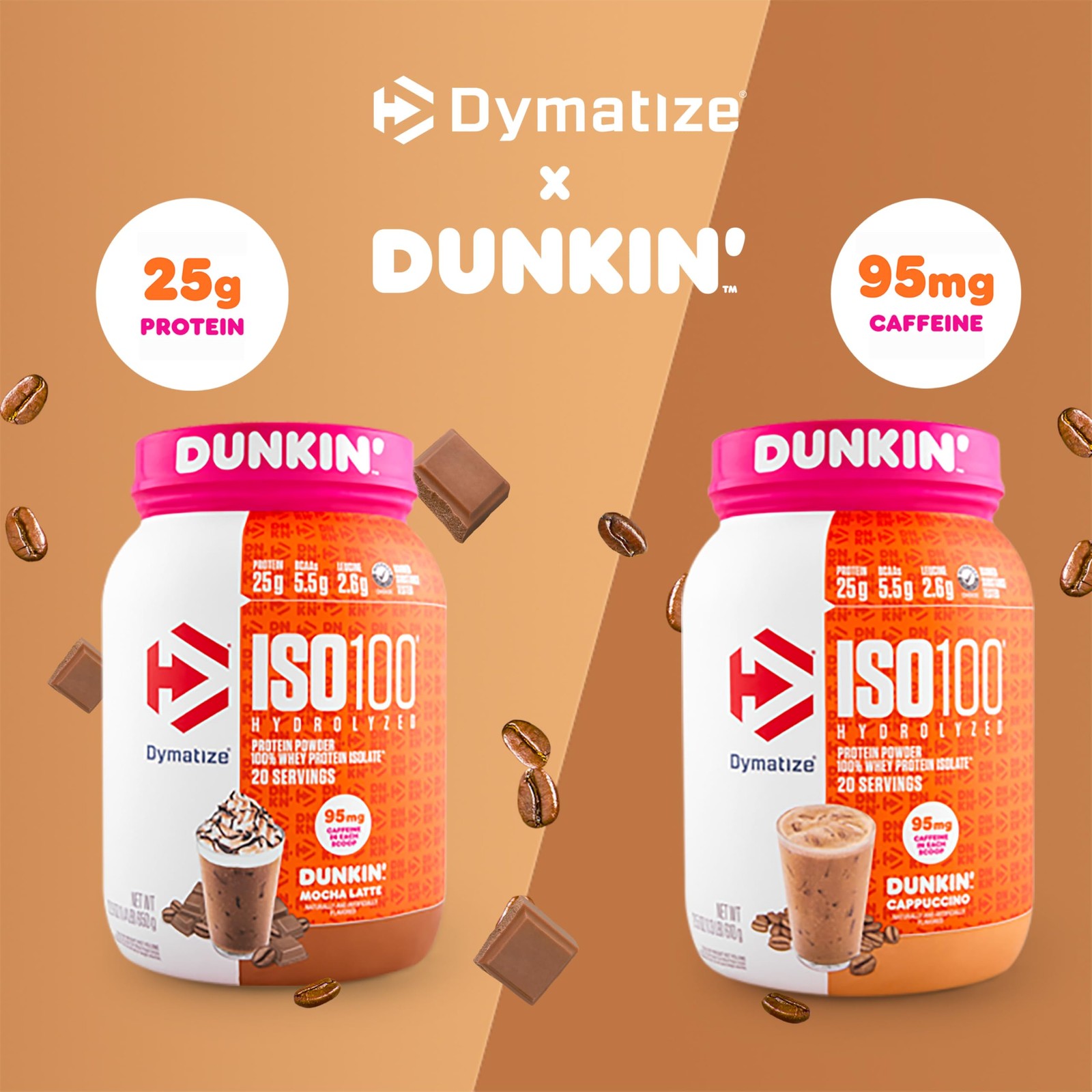 Dymatize x Dunkin’ Mocha 1.34 Pound (Pack of 1), Latte Flavor