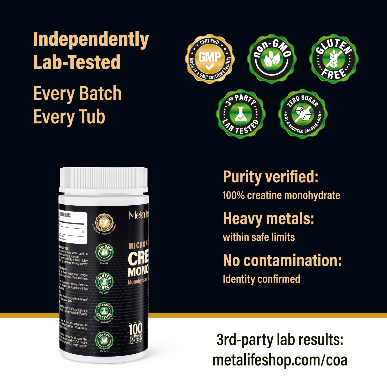 100% Pure Micronized Creatine Monohydrate Powder, 100 Servings, Vegan, Muscle Gr