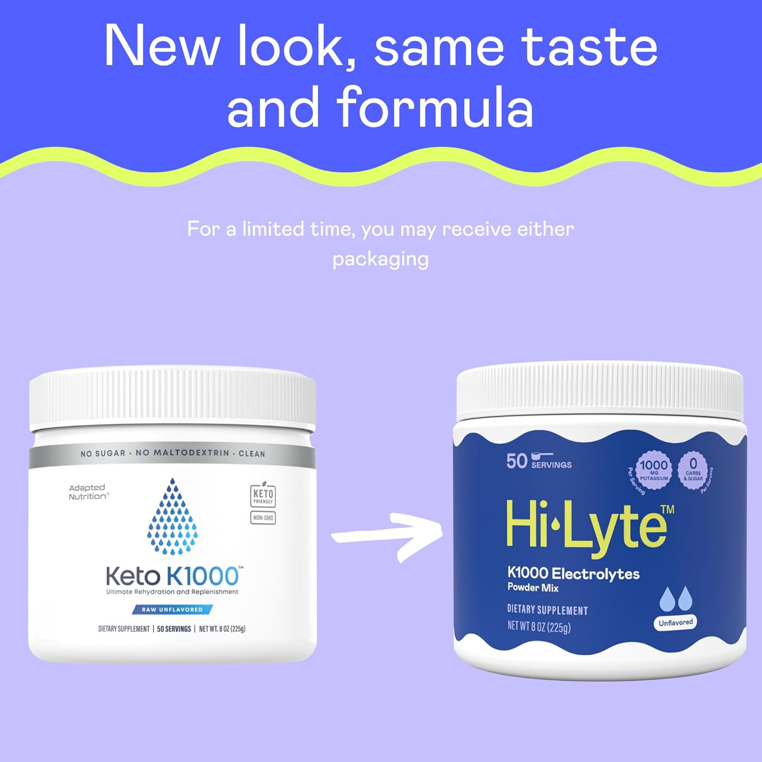 Hi-Lyte K1000 Electrolytes Powder Mix Unflavored Keto & Performance, 50 Servings