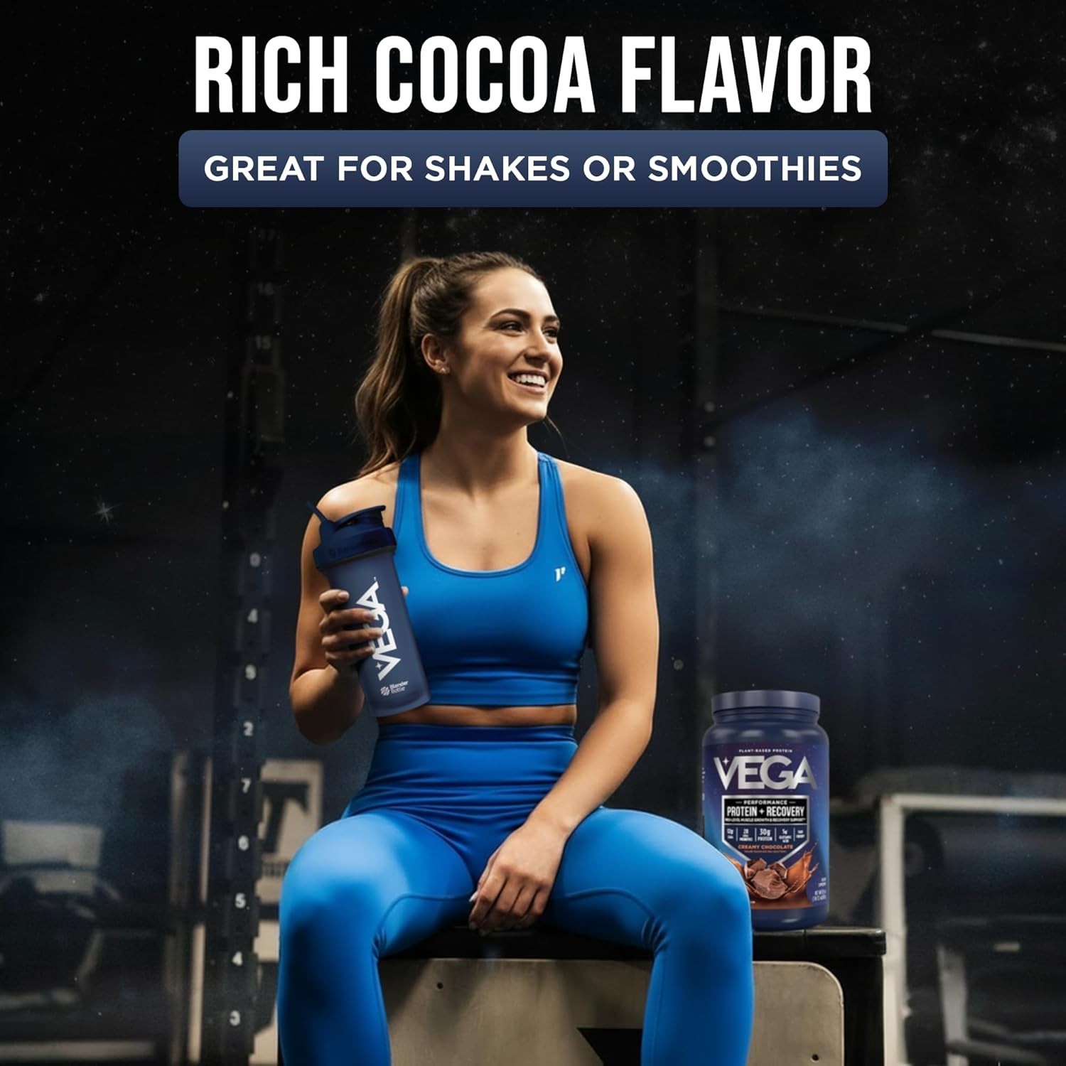 Vega Sport Vegan Protein Powder + Recovery, Chocolate, 29.5oz/1.84lbs/837g Jar