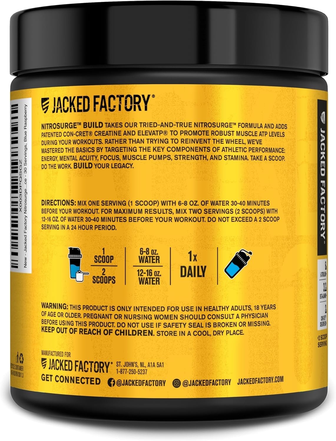 Elevate Workouts with Nitrosurge Build Pre Workout – 30 Servings, Blue Raspberry