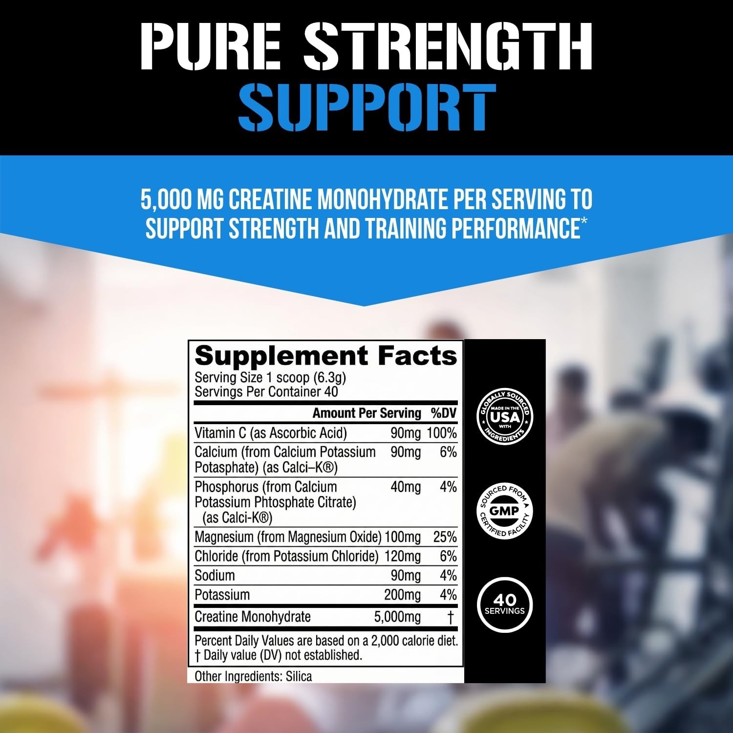 Creatine Powder with Electrolytes – 40 Servings, Unflavored, Muscle Recovery & H