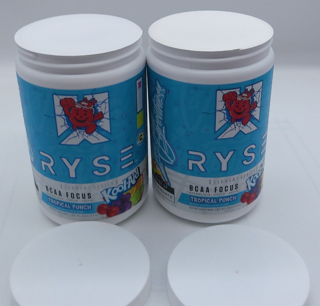 2 Ryse BCAA Focus Tropical Punch Kool-Aid, 11.9 Oz. Ea, 60 Total Servings, 5/27+