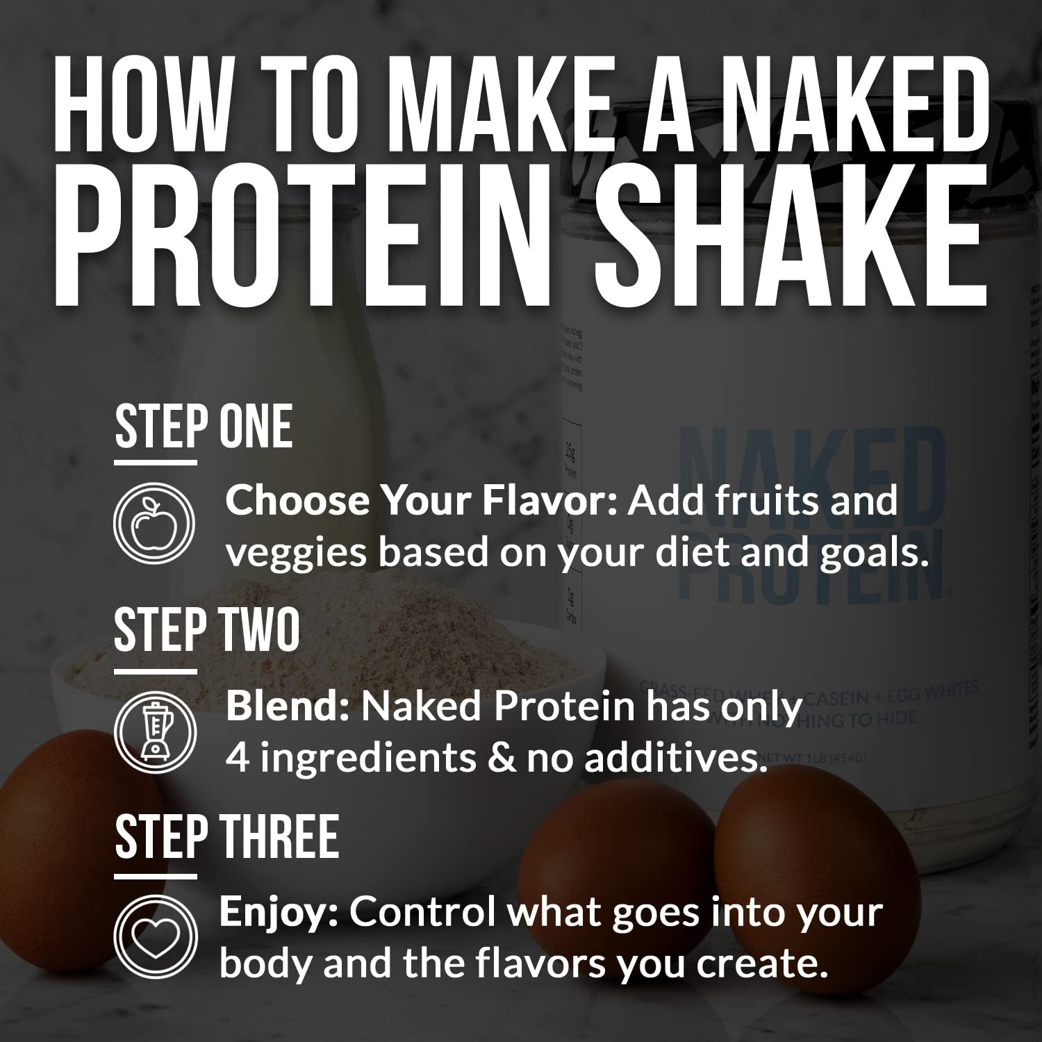 Naked Protein Powder Blend – Whey Casein And Egg Protein Only 4 Ingredients