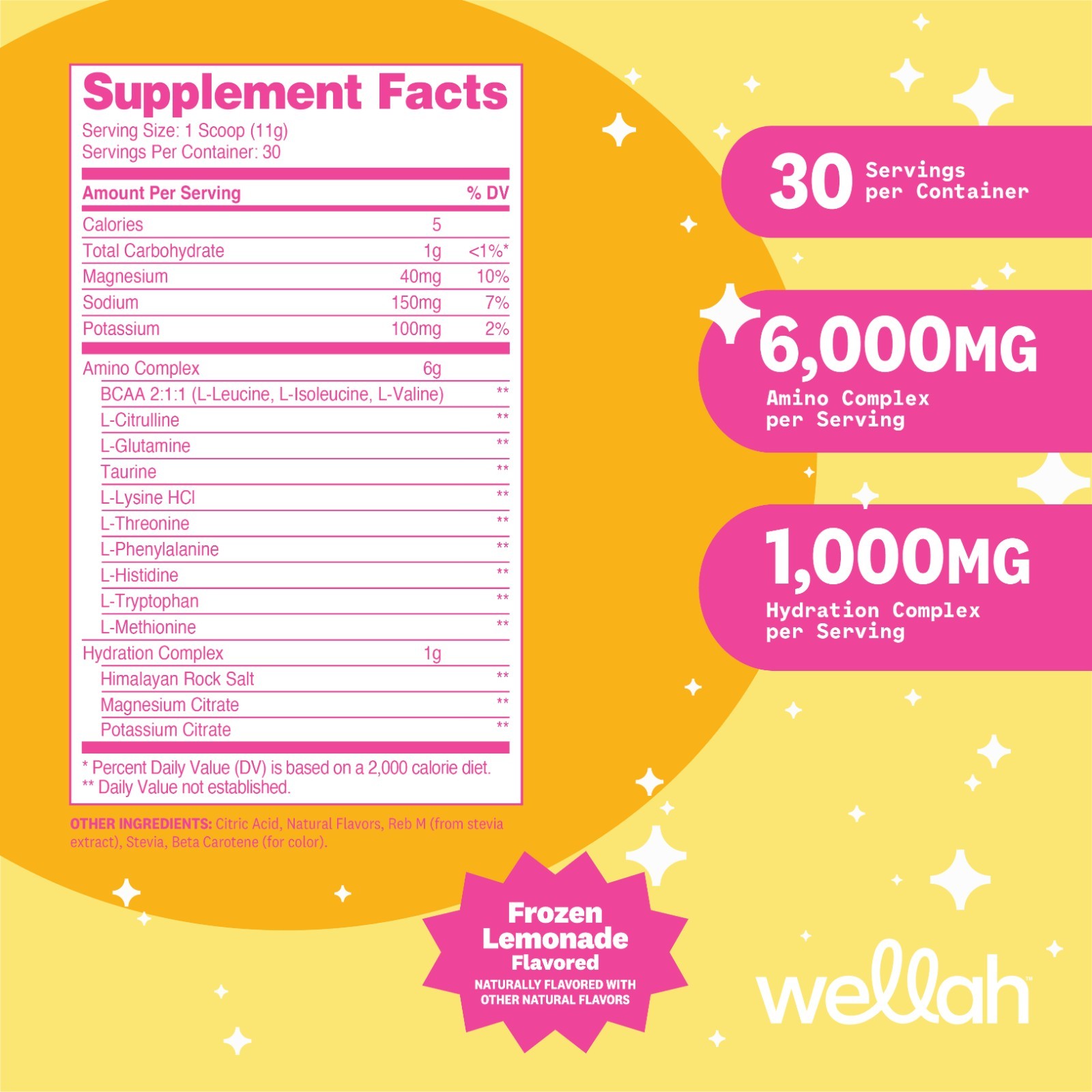 Wellah BCAAs (Frozen Lemonade Flavored) 30 Servings – BCAA Powder
