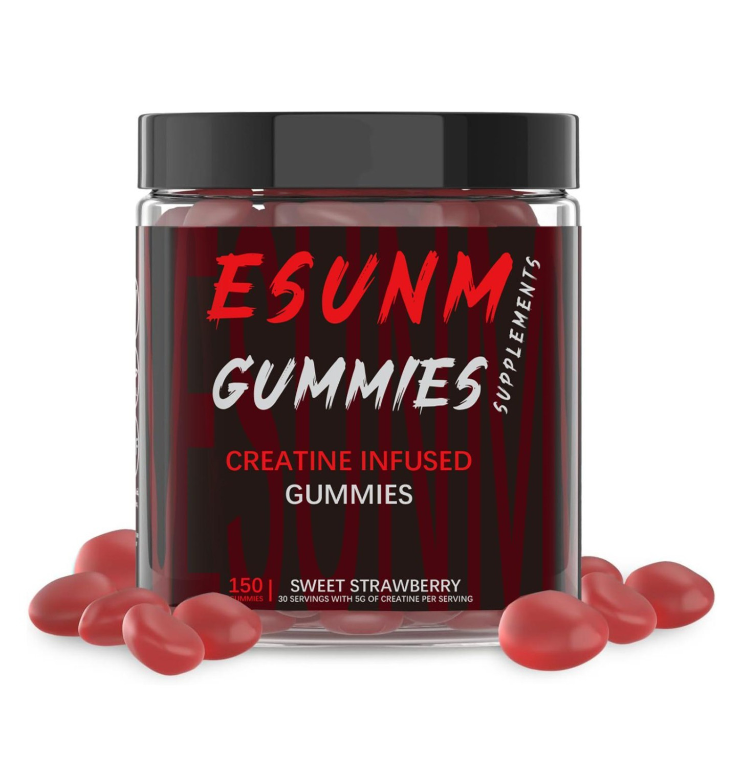ESUNM Creatine Monohydrate Gummies Strawberry 150 Servings Muscle Support