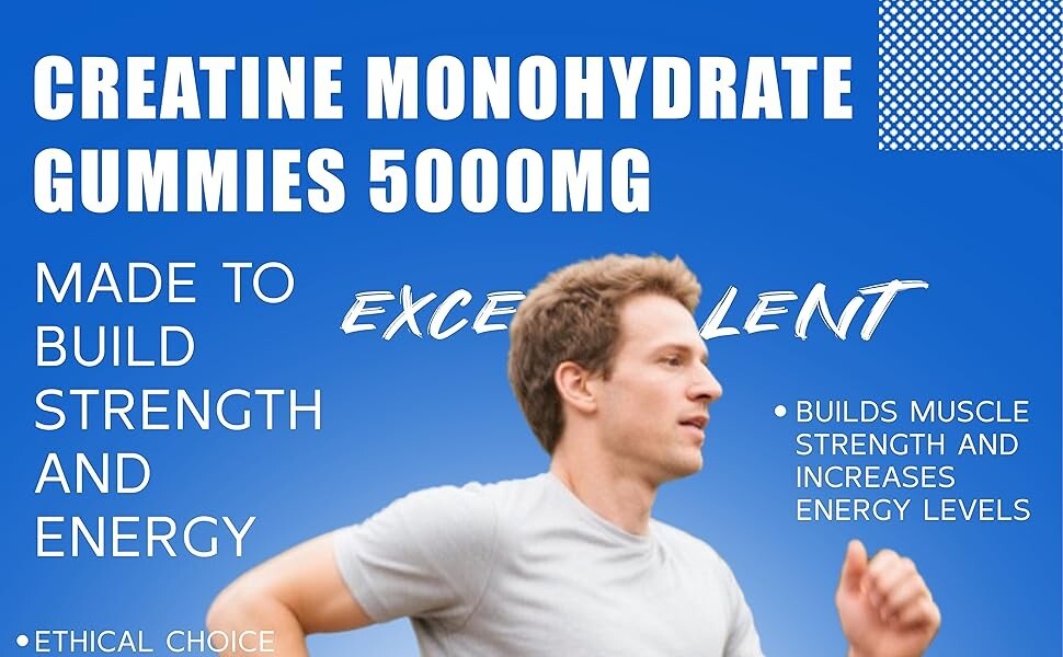Creatine Monohydrate Gummies 5000mg for Men & Women, 5g Creatine Monohydrate,…