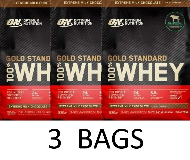 Optimum Nutrition Gold Standard Whey Protein Powder Chocolate – 5.64 lb – 3 Bags