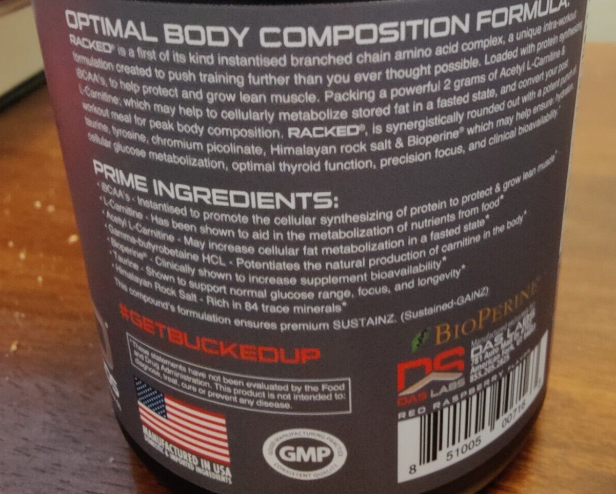NEW Bucked Up RACKED™ Branch Chained Amino Acids | L-Carnitine, Acetyl L-C (ALC)