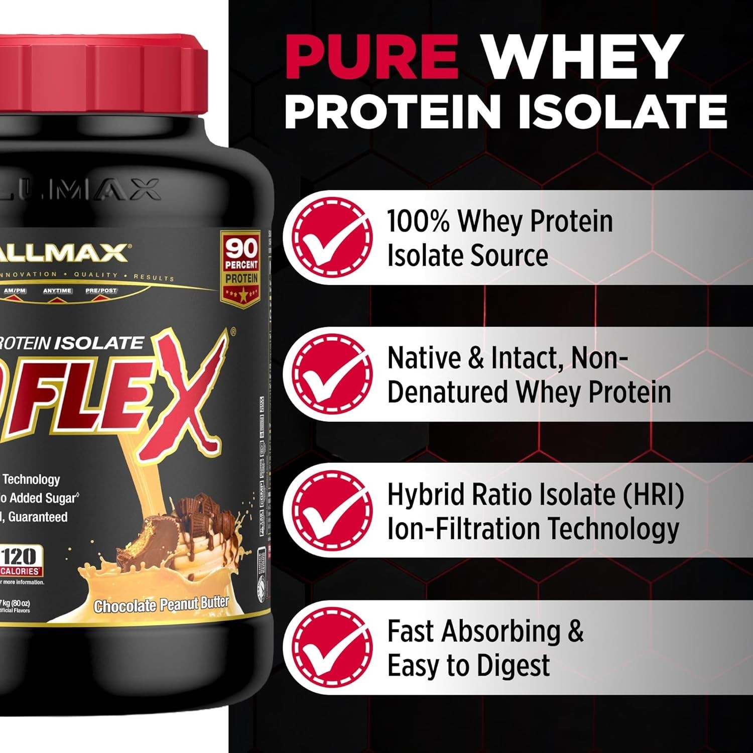 Allmax Nutrition IsoFlex -Pure Whey Protein Isolate Chocolate Peanut Butter 5 lb