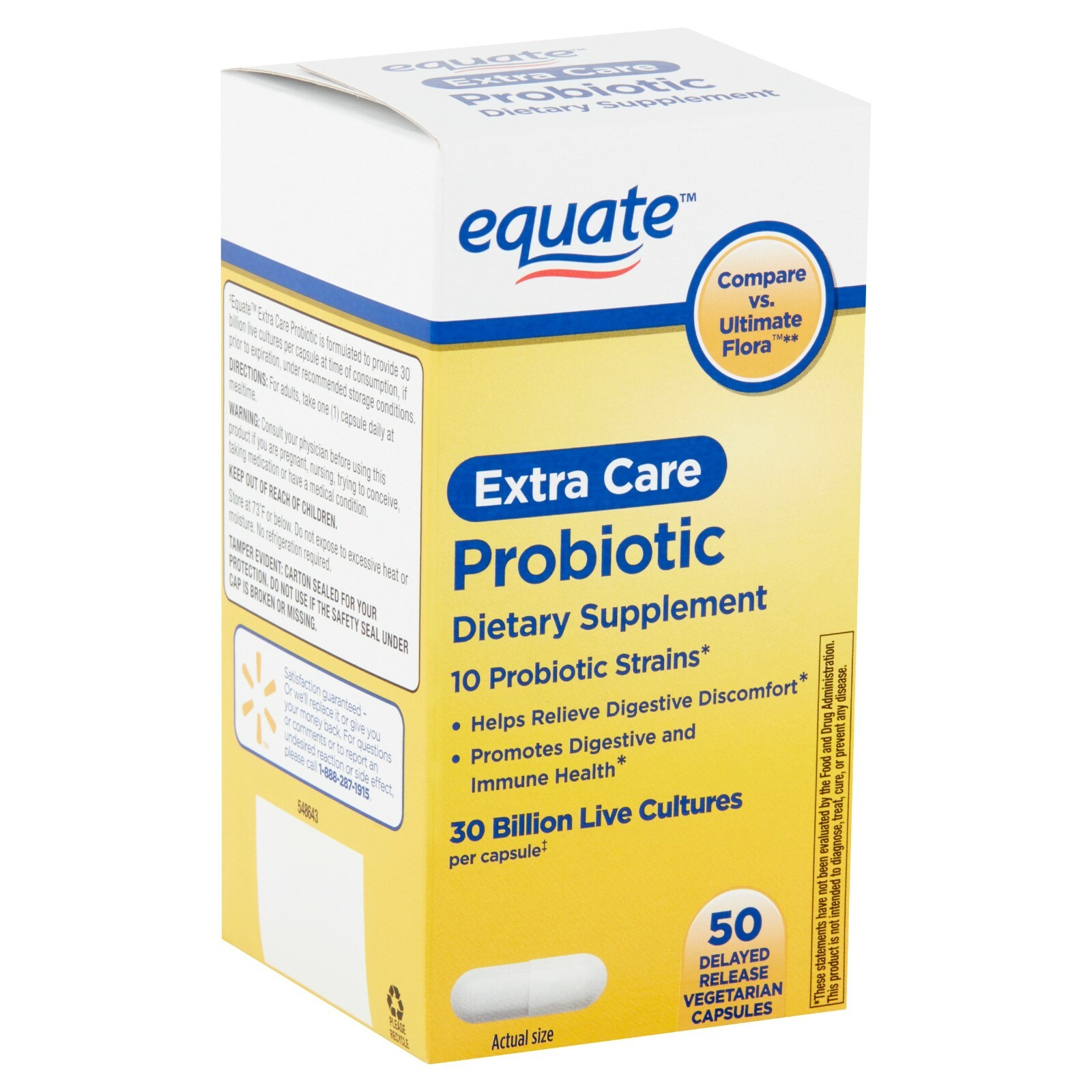 Equate Extra Care Probiotic Capsules Delayed Release 50 Count..+