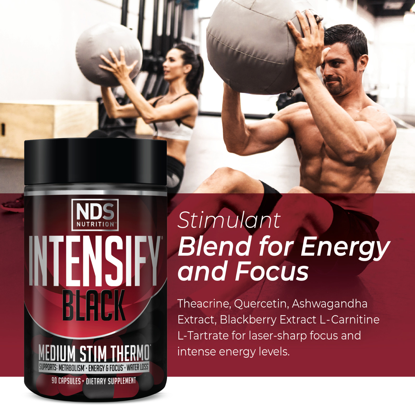 INTENSIFY BLACK V2 Concentrated Thermogenic for Fat and Water Loss – 90 Capsules