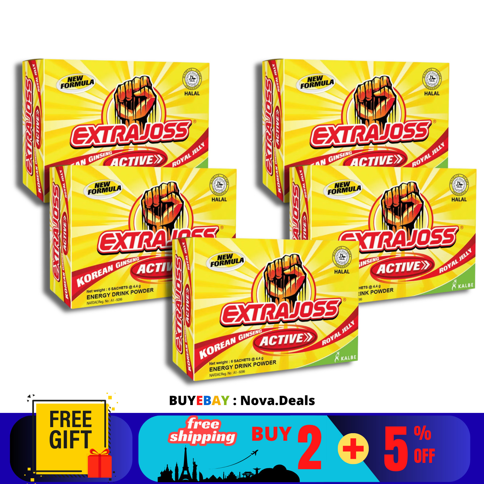 5 X EXTRA JOSS Active Flavour Energy Drink Powder Boost Stamina