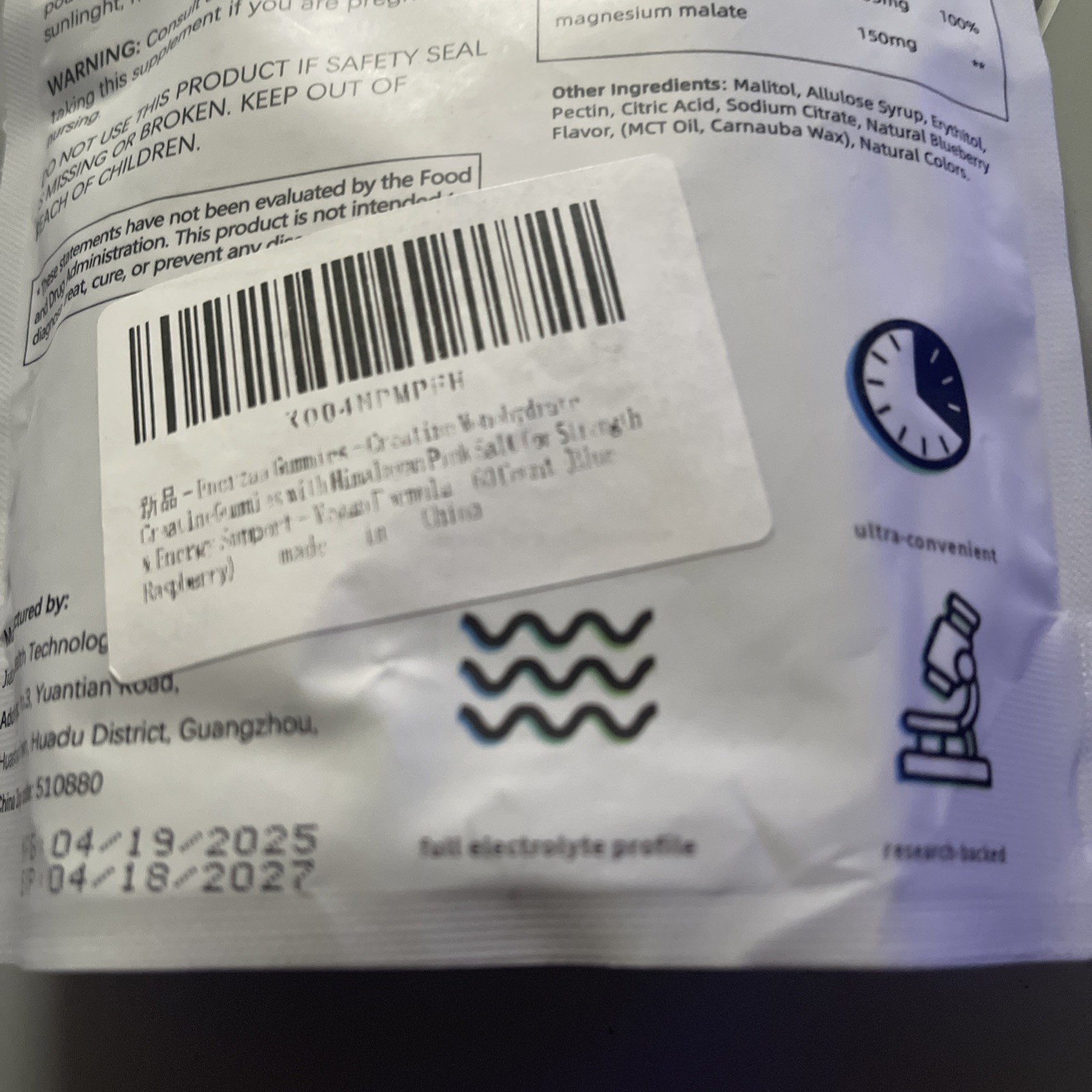 ENERZAA Creatine Gummies Blue Razz Flavor 180g 30 Day Supply