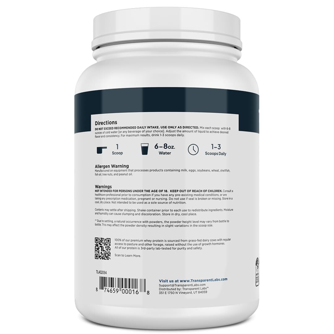 Transparent Labs 100 Grass Fed Whey Protein Isolate 30 Servings Natural Flavor