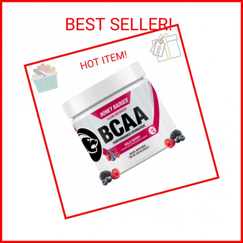 Honey Badger BCAA + EAA Amino Acids Powder, BCAAs + L-Glutamine, Keto, Vegan, Su