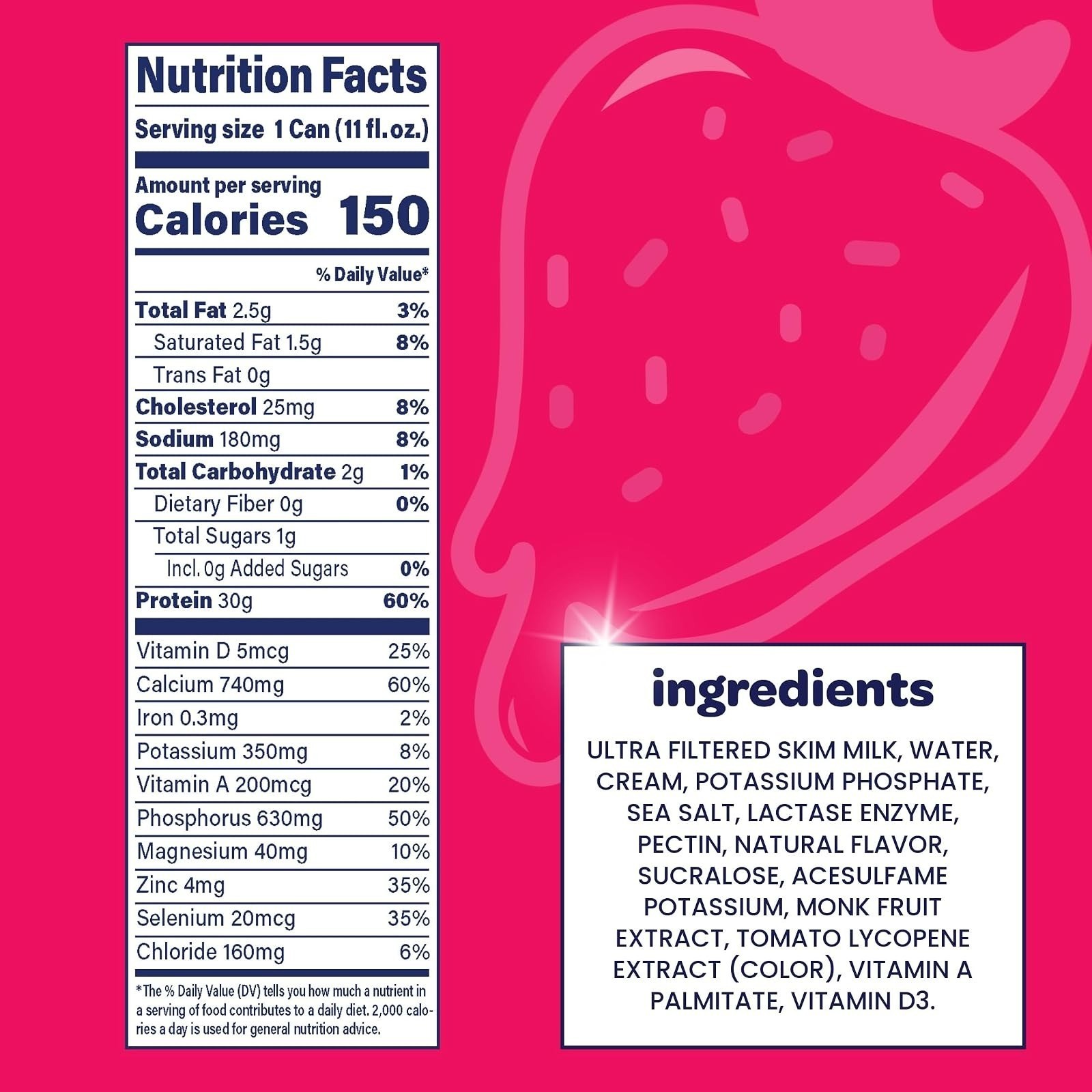 Nurri Strawberry Protein Shake 30g – Lactose Free, Low Sugar, 10 Cans