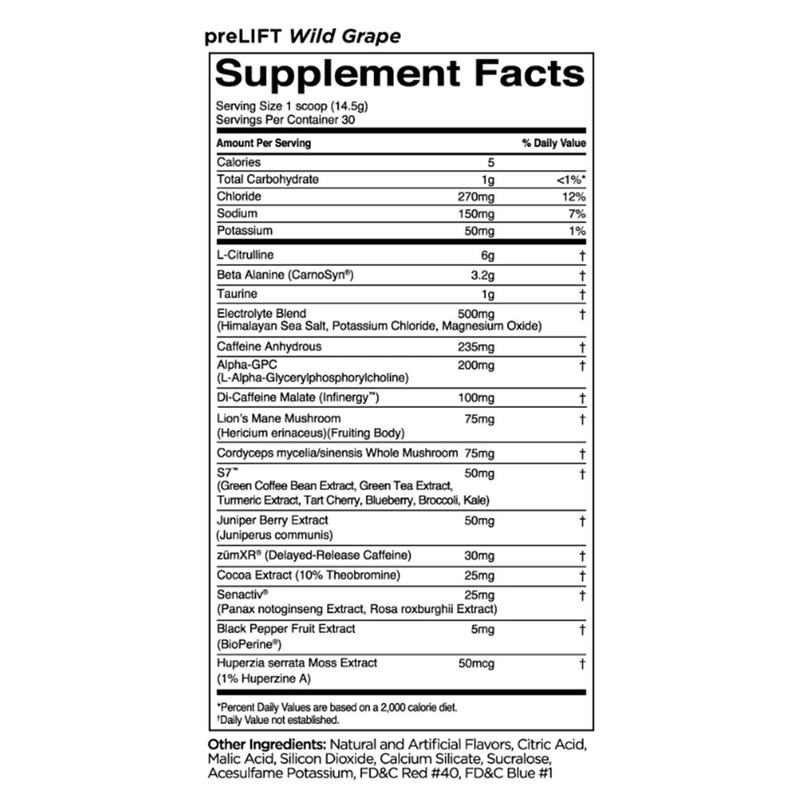 RULE 1 preLIFT Wild Grape High Intensity Pre Workout 435g