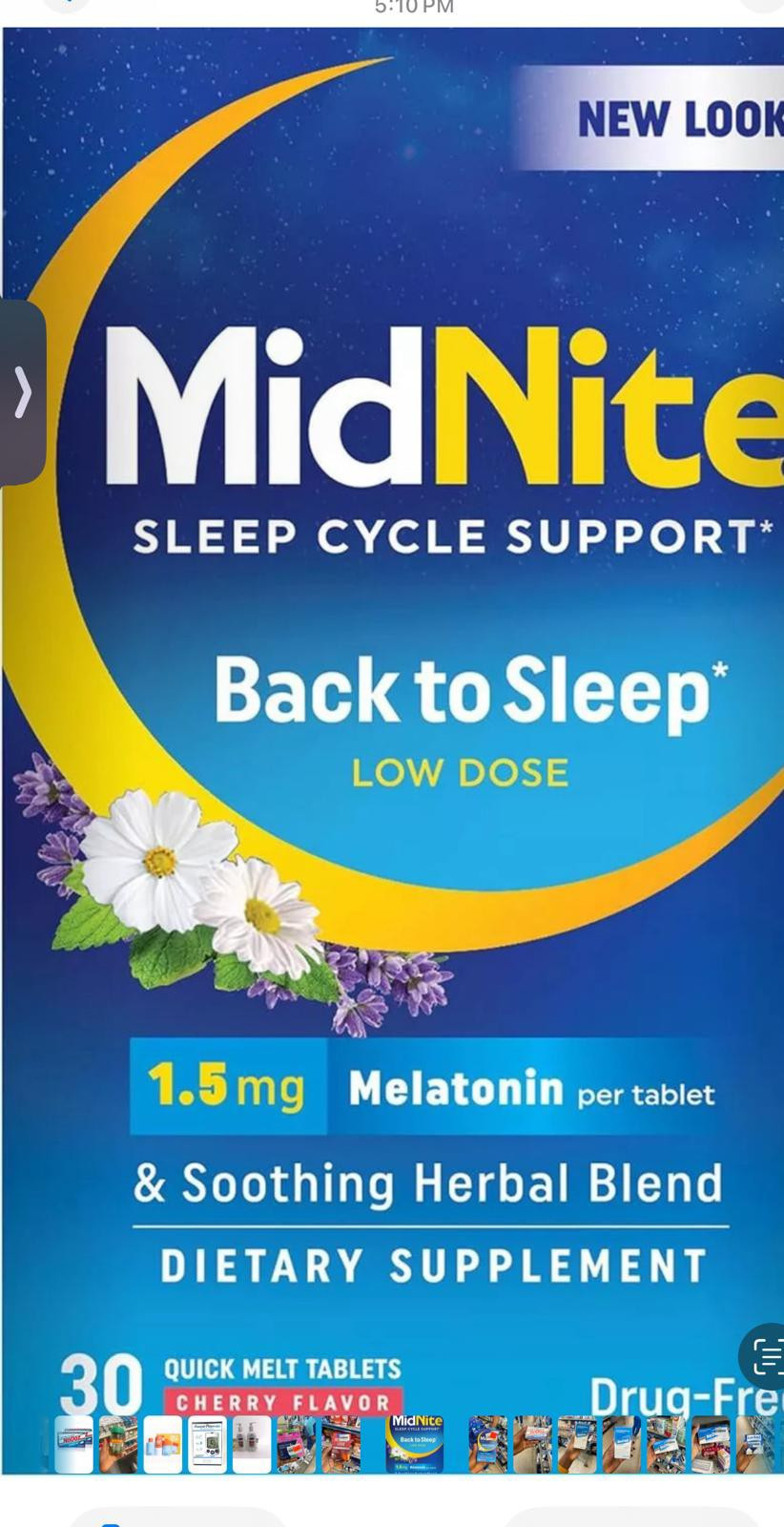 MidNite Back to Sleep Low Dose, 1.5 mg Melatonin Aid, Non-Habit…