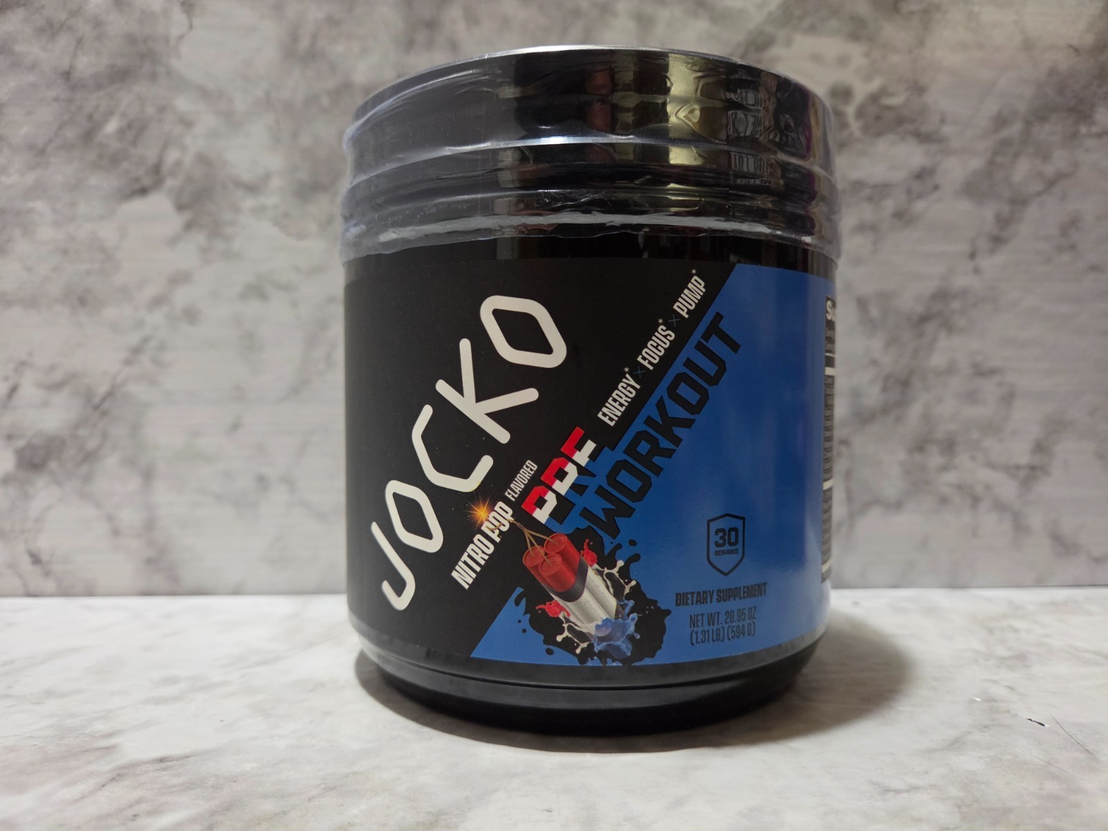 Jocko Pre-Workout Energy Focus Pump Nitro Pop 30 Servings 20.95 OZ 9/2026