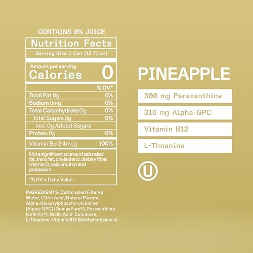 Energy Drink Pack, Caffeine Free, Zero Sugar, No Jitters, No Crash, Pineapple