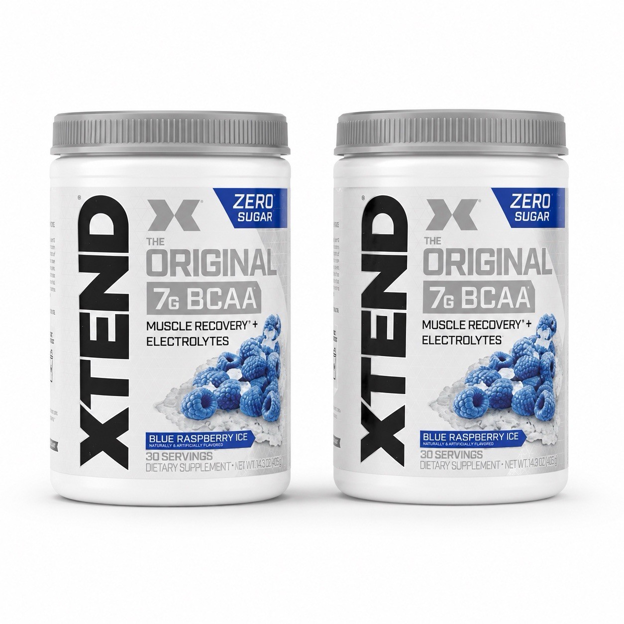 2 Pack XTEND Original BCAA 7g Blue Raspberry Ice 30 Serv 14.3oz Exp 08/2027