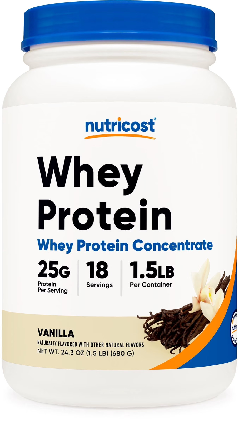 Whey Protein Concentrate (1.5 Pounds, Vanilla) – 25 Grams of Protein Powder per