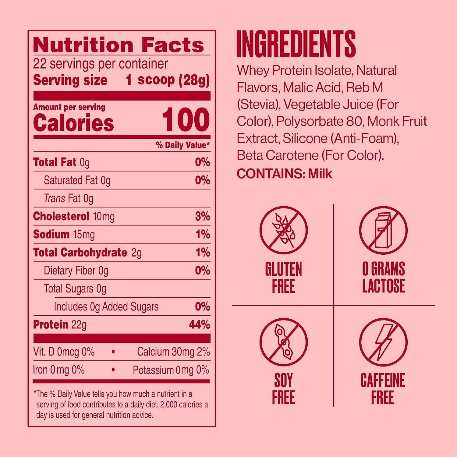Clear Whey Protein Isolate Powder Watermelon Wave 22 Servings 22g Zero Sugar