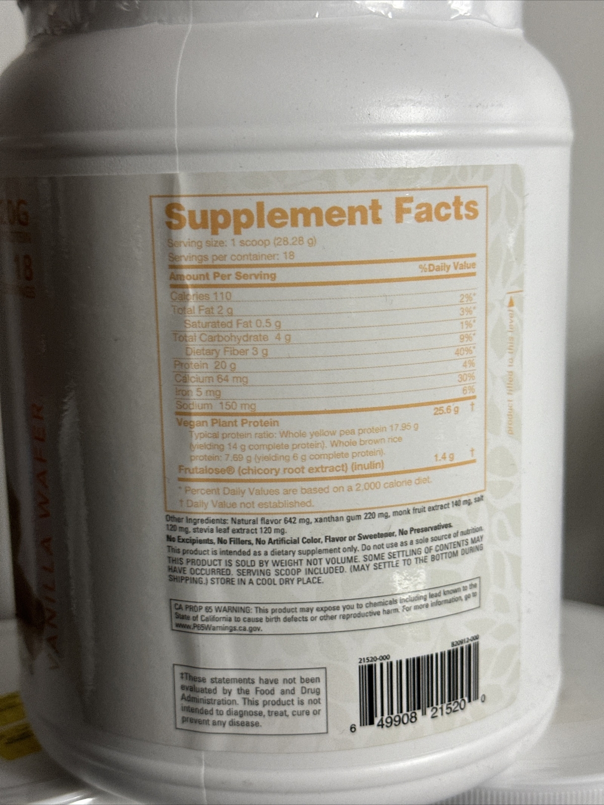 x3 Plant Protein, Vanilla Wafer, 1.12 lb (509 g) Read description