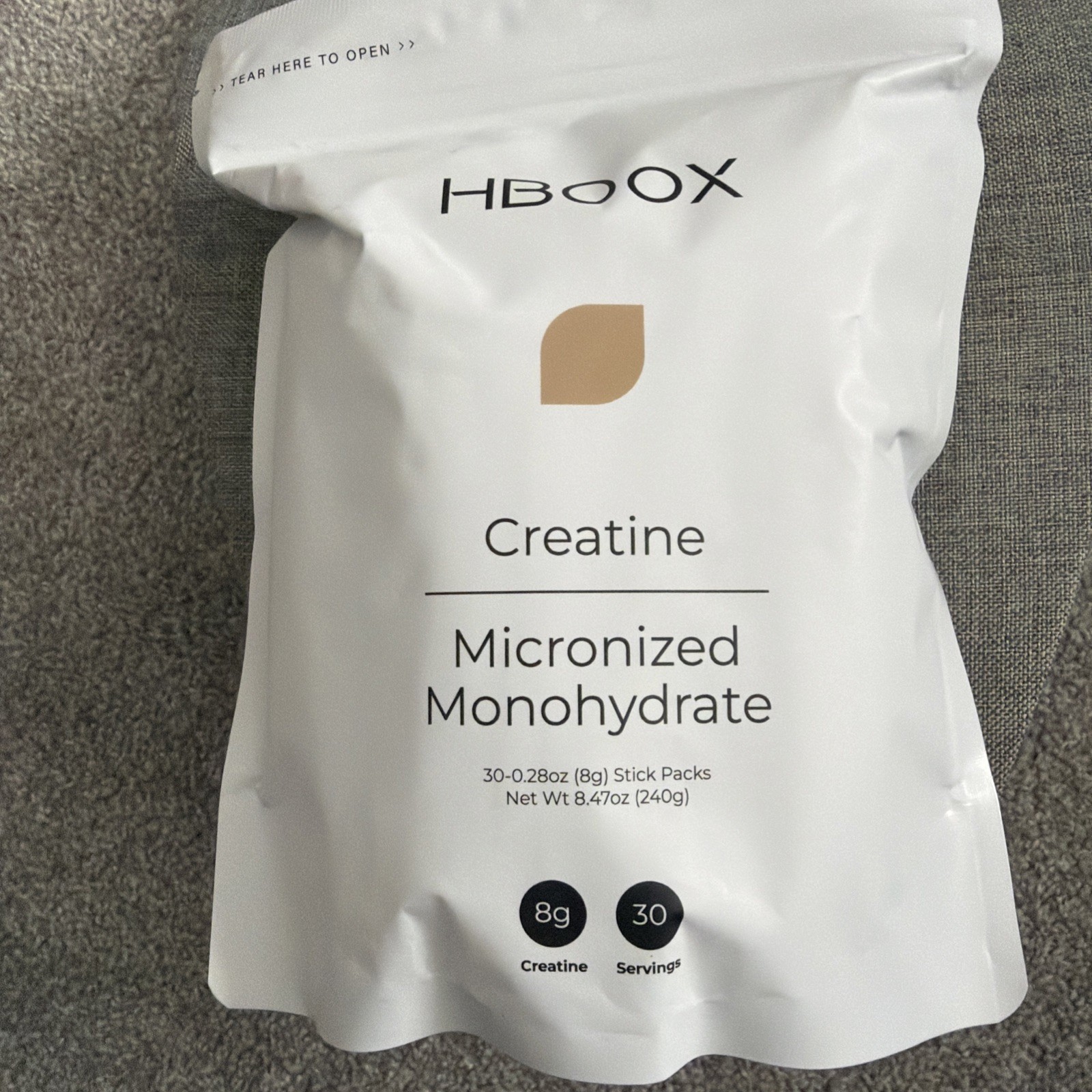 HBOOX Creatine Monohydrate 2 packs 30 Stick Packs 8g Exp 10/2027