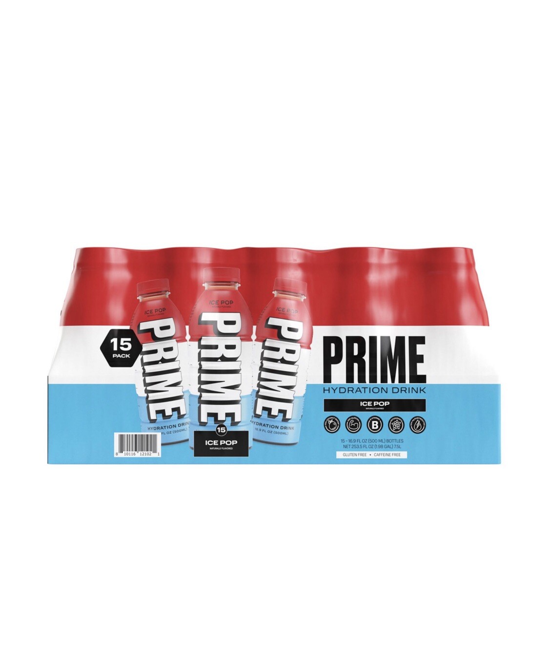 PRIME Hydration Drink – Ice Pop -(15 Pack , 16.9 fl oz ) Limited Time