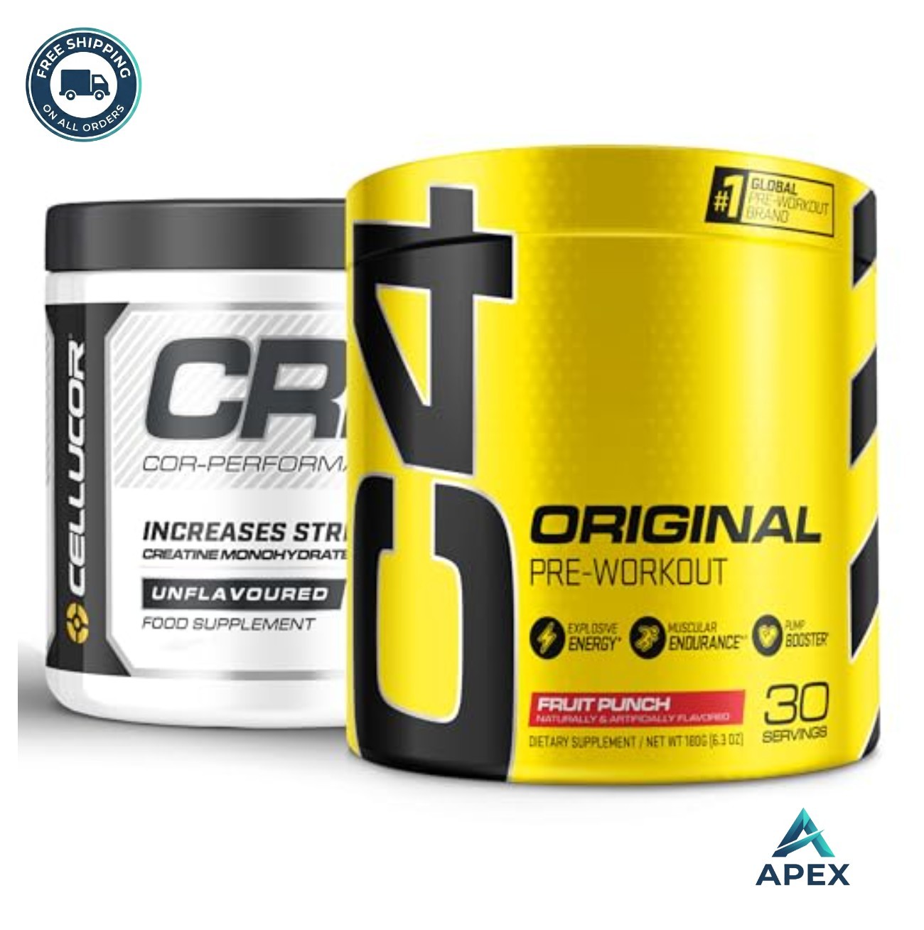 Pre Workout and Creatine Bundle Fruit Punch 30 Servings Powder Energy Endurance