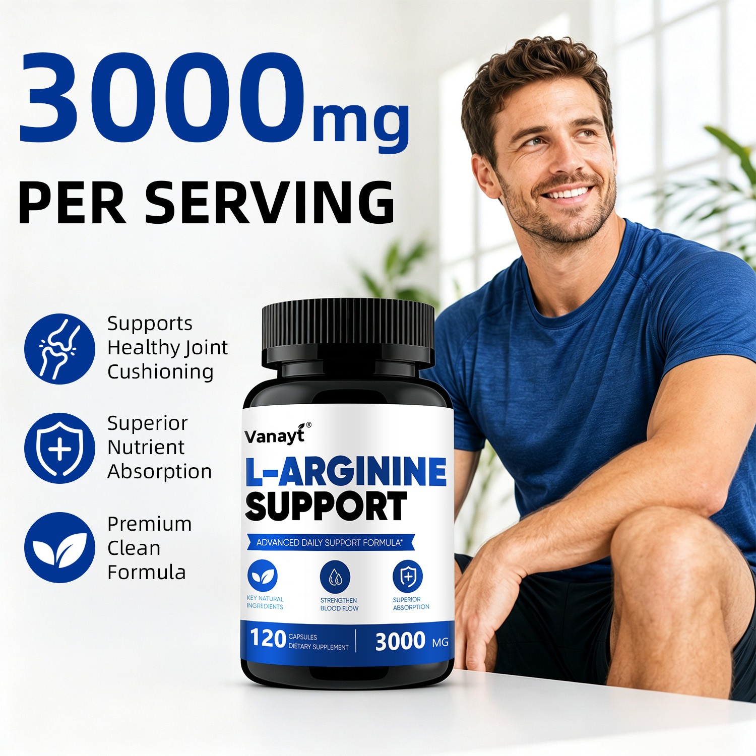 2Packs L-Arginine 3000mg with Black Pepper Muscle Strength Stamina Heart Support