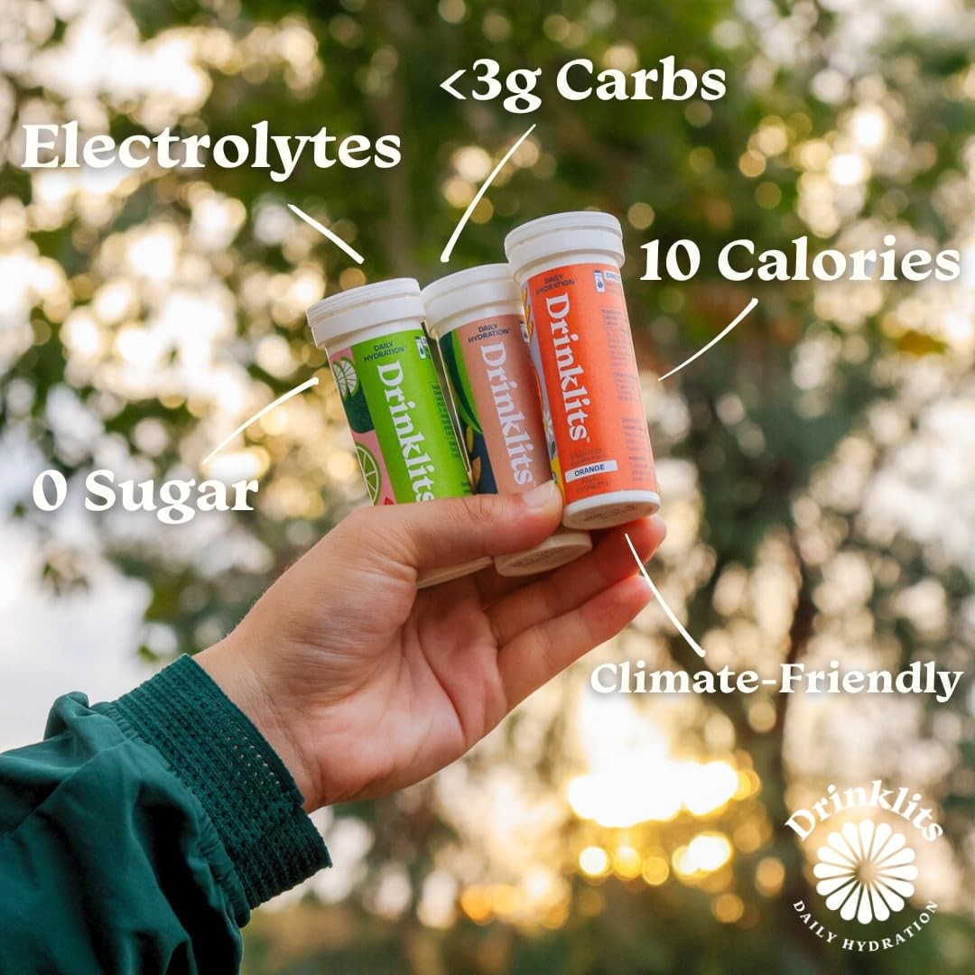 Drinklits Lemon Lime Electrolyte Fizzy Hydration Tablets 6 Tube Bundle 0G Sugar