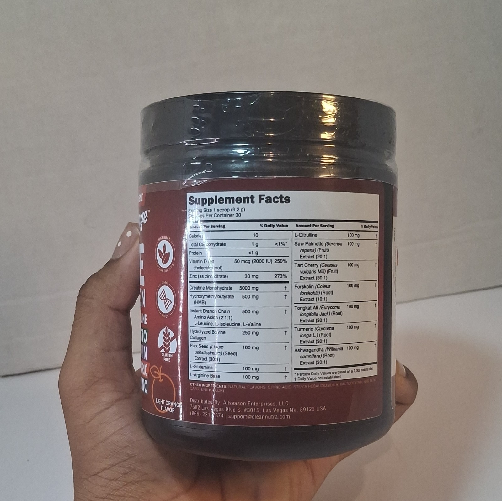 Clean Nutra Muscle Surge Creatine Powder Men Muscle Gain Light Orange 9.7oz