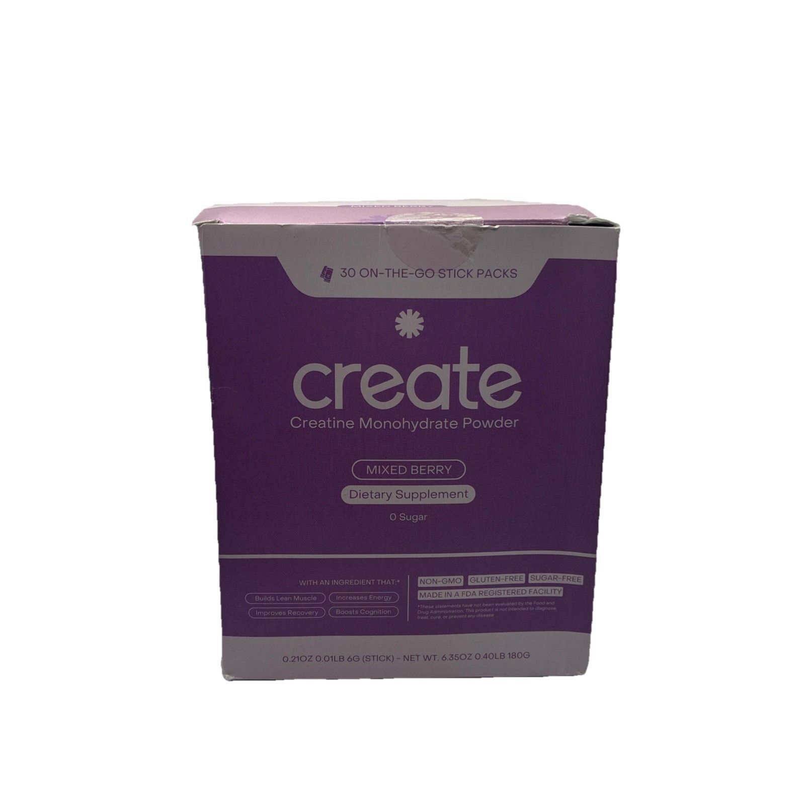 Lot Of 3 Create Single Serve Creatine Monohydrate Powder – 5g, 30ct Mixed Berry