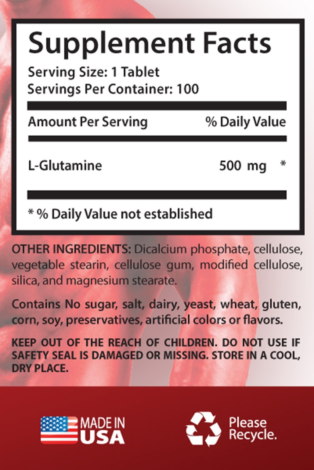 L-Glutamine Supplement – L-GLUTAMINE 500mg – Muscle Mass Gainer Pills 3B