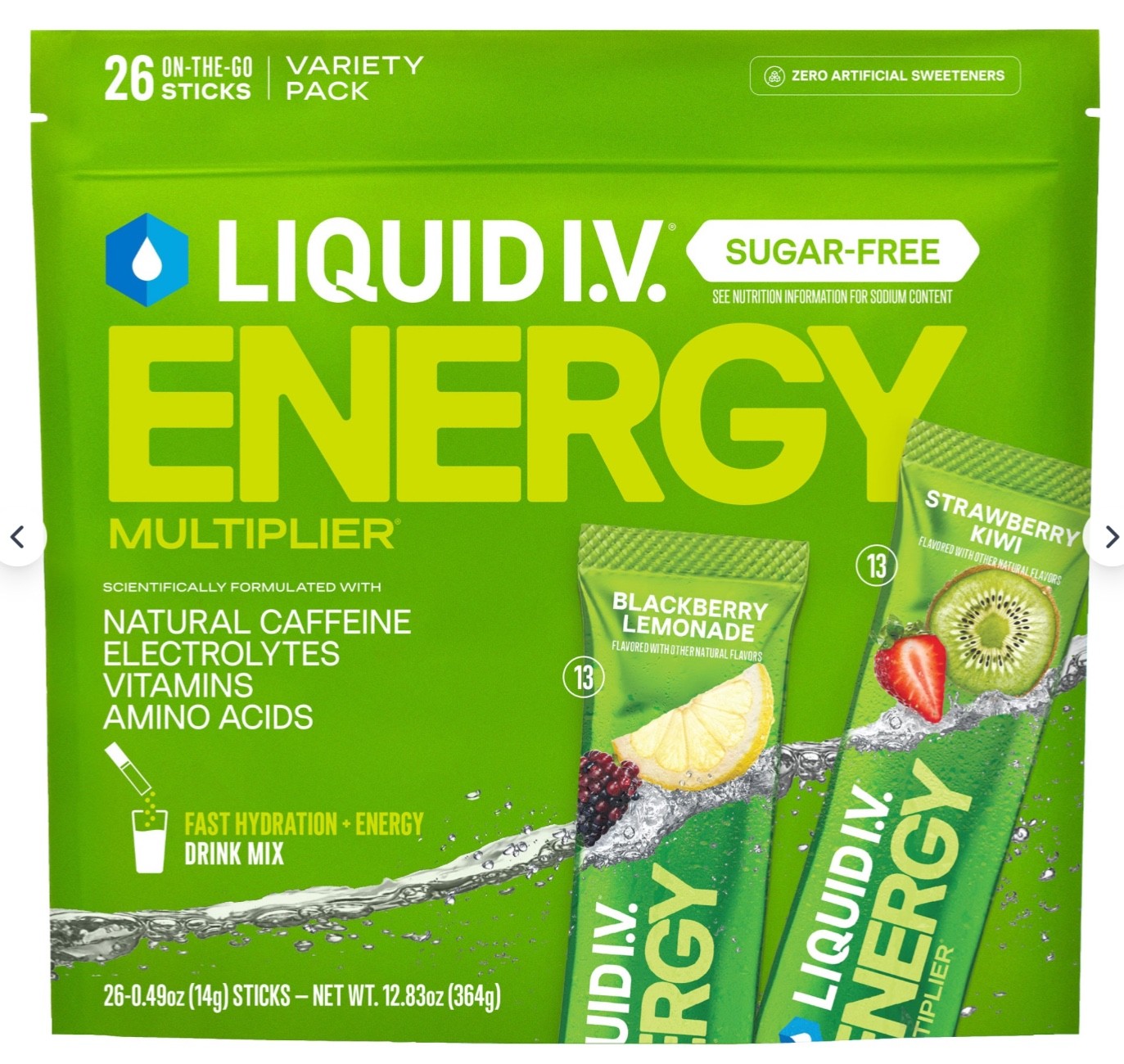 Liquid I.V. Energy Multiplier Sugar-Free Variety Pack, 26 pk.
