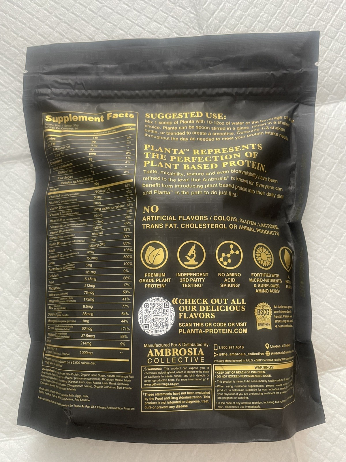 NEW PLANTA CINNAMON ROLL AMBROSIA COLLECTIVE 20G PLANT PROTEIN 0.96 LBS