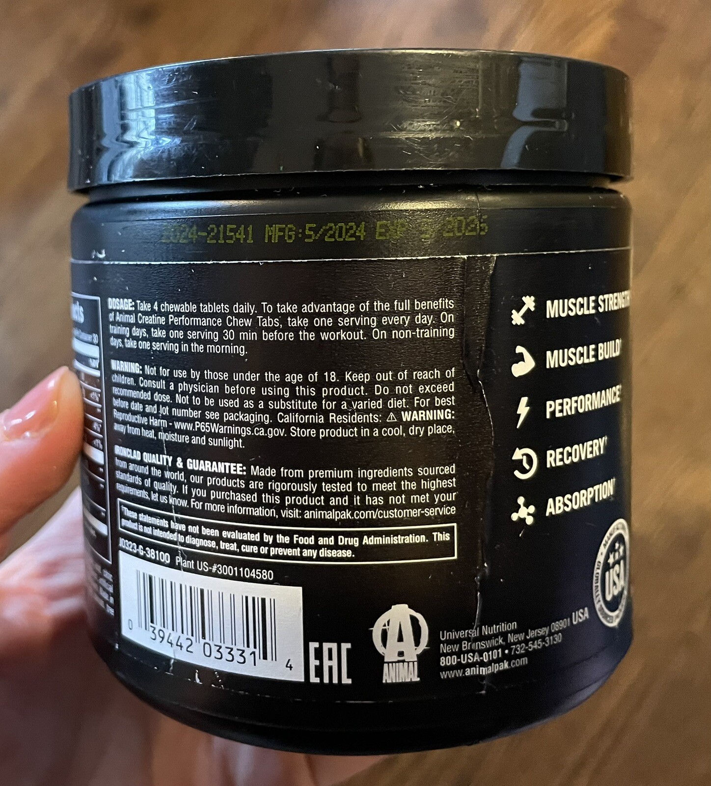 ANIMAL Creatine Performance Chews, Fruit Punch, 120 Chewable Tablets