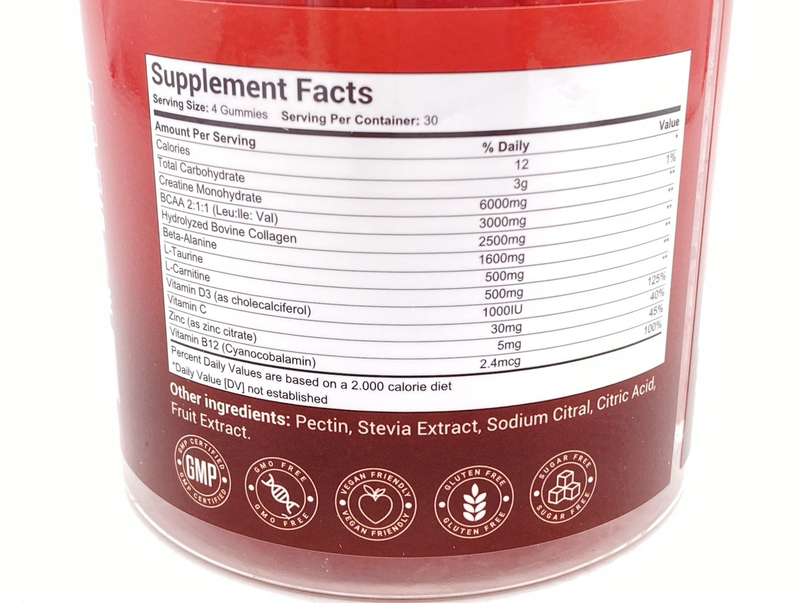 Cnthdi Creatine Monohydrate Gummies Cherry Gluten-Free Soy-Free 6000mg 120 Ct